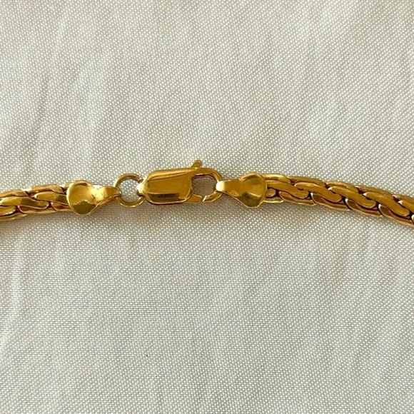 Vintage Gold Herringbone Chain Thicker .25” Width Necklace 21” Heavyweight - Picture 10 of 13